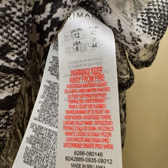 Primark Mock Neck Grey Snake Print Blouse Size 8 US Sheer Smock Neck - Picture 5 of 8